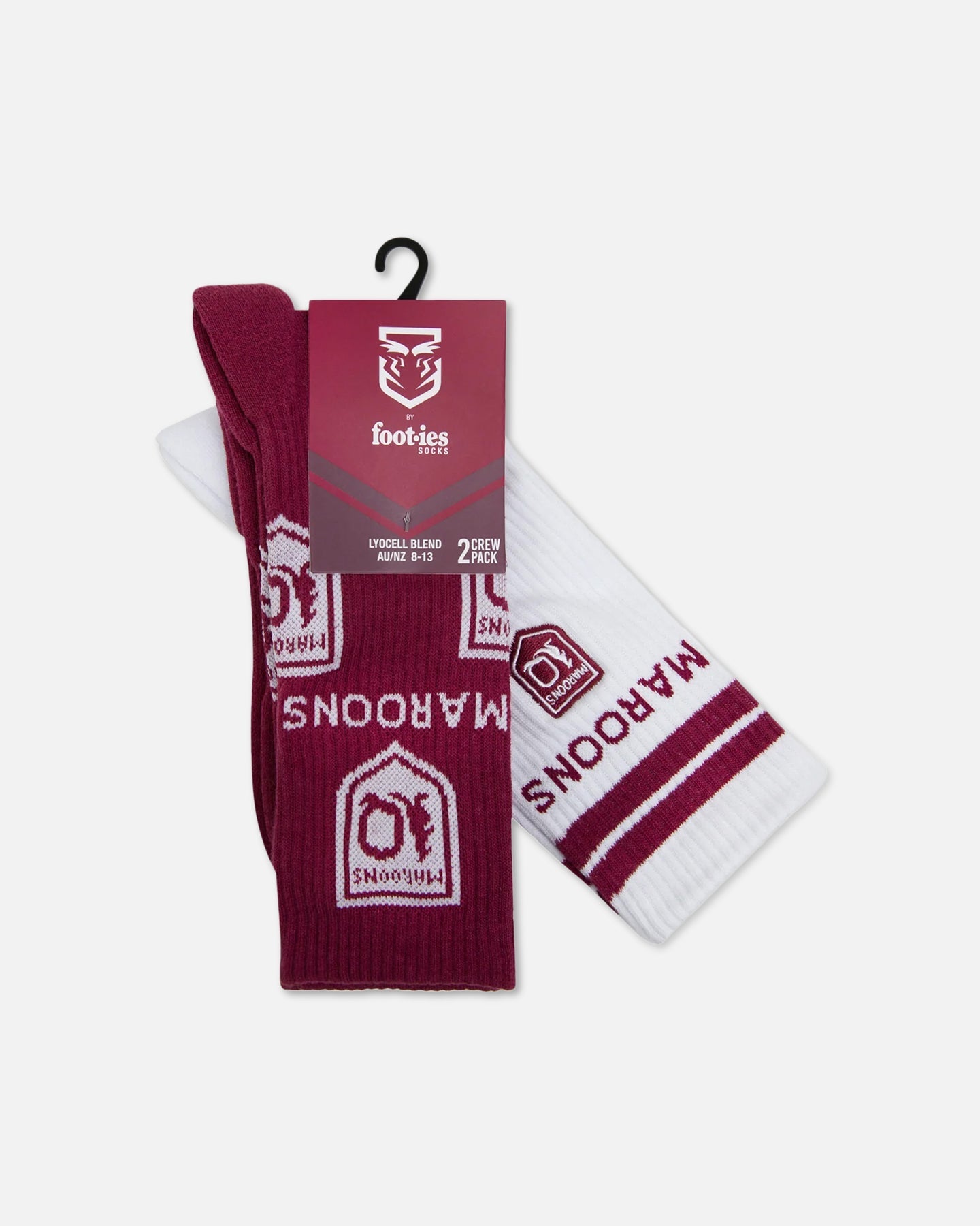 Foot-ies Queensland Maroons Icons Sneaker Socks 2 Pack White/Maroon
