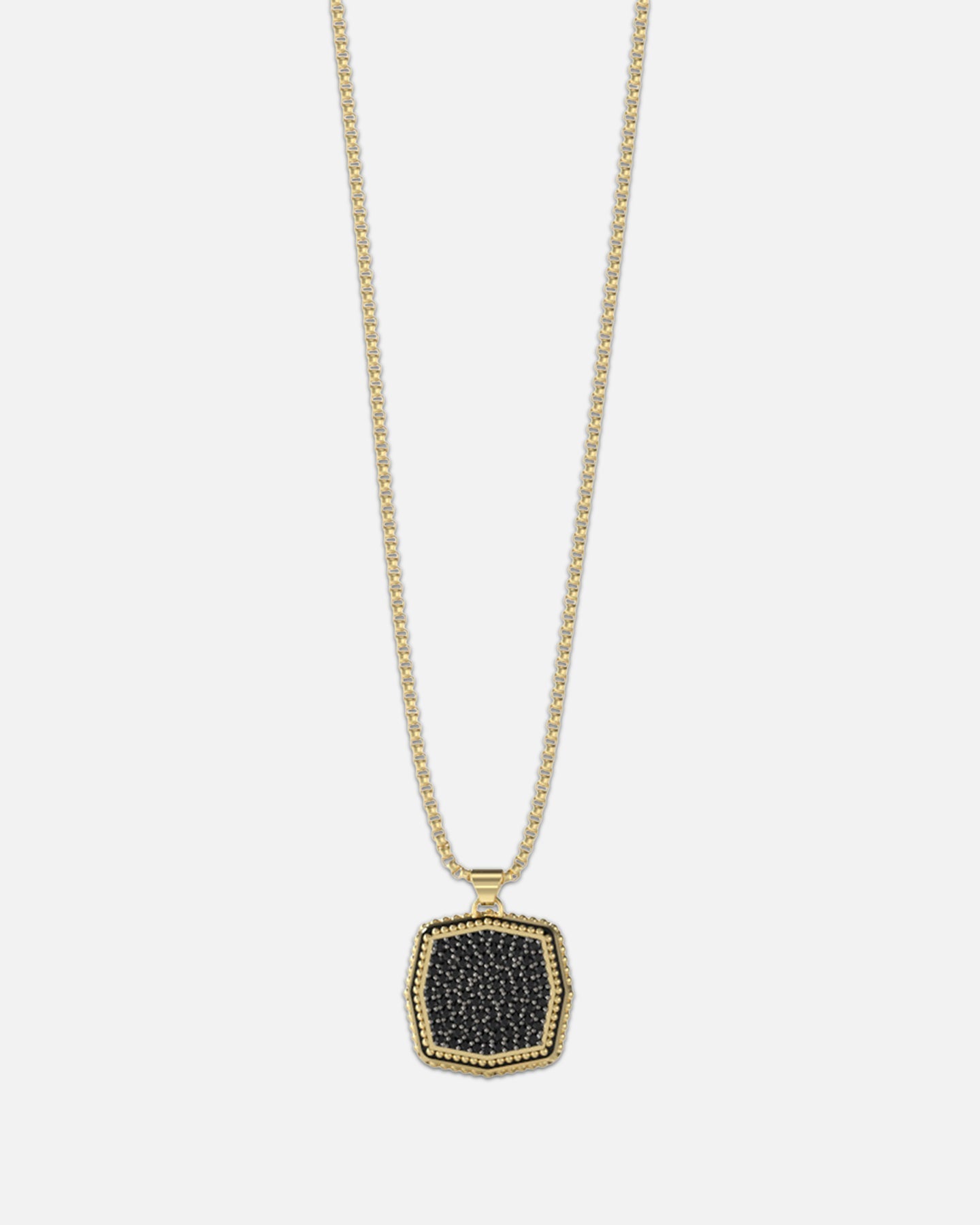 Guess Mainline Back To Black Octagon Necklace Black/Gold