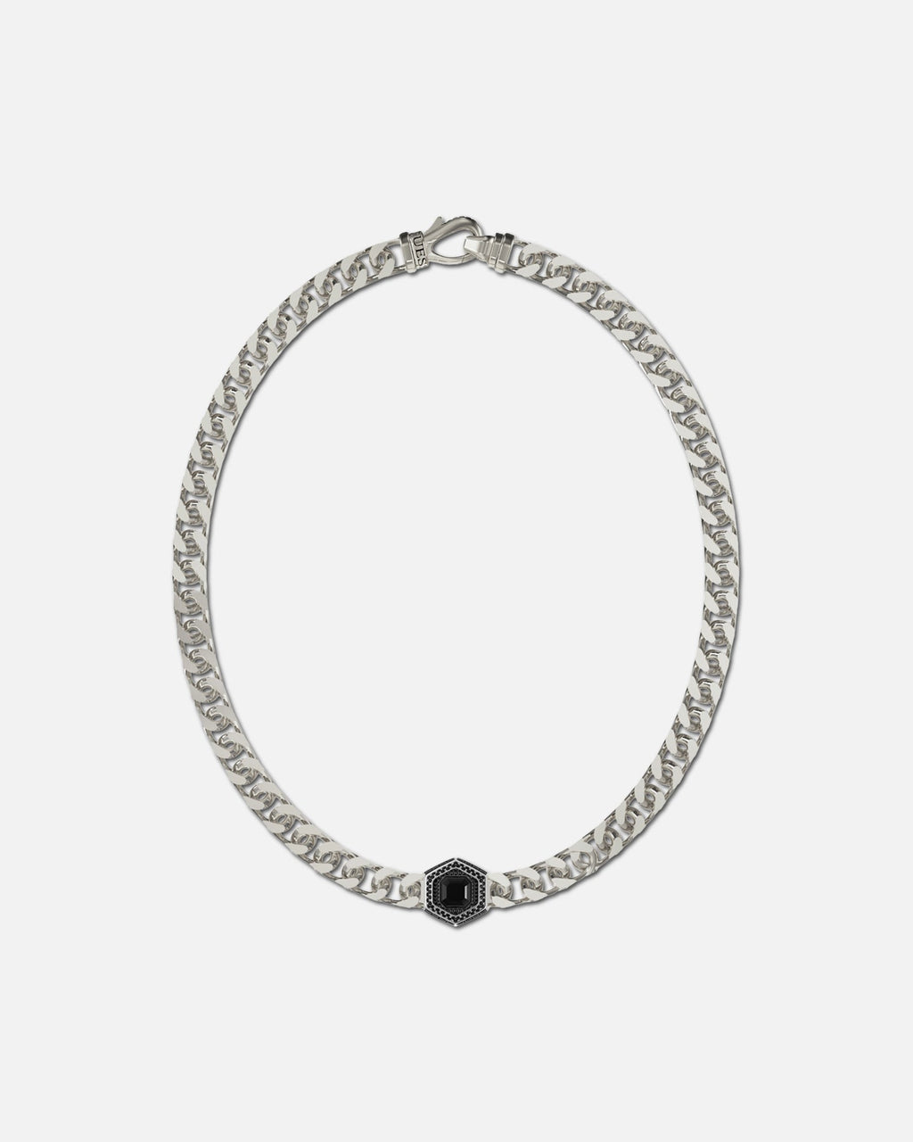 Guess Mainline Lion King Crystal Exagon Necklace Silver