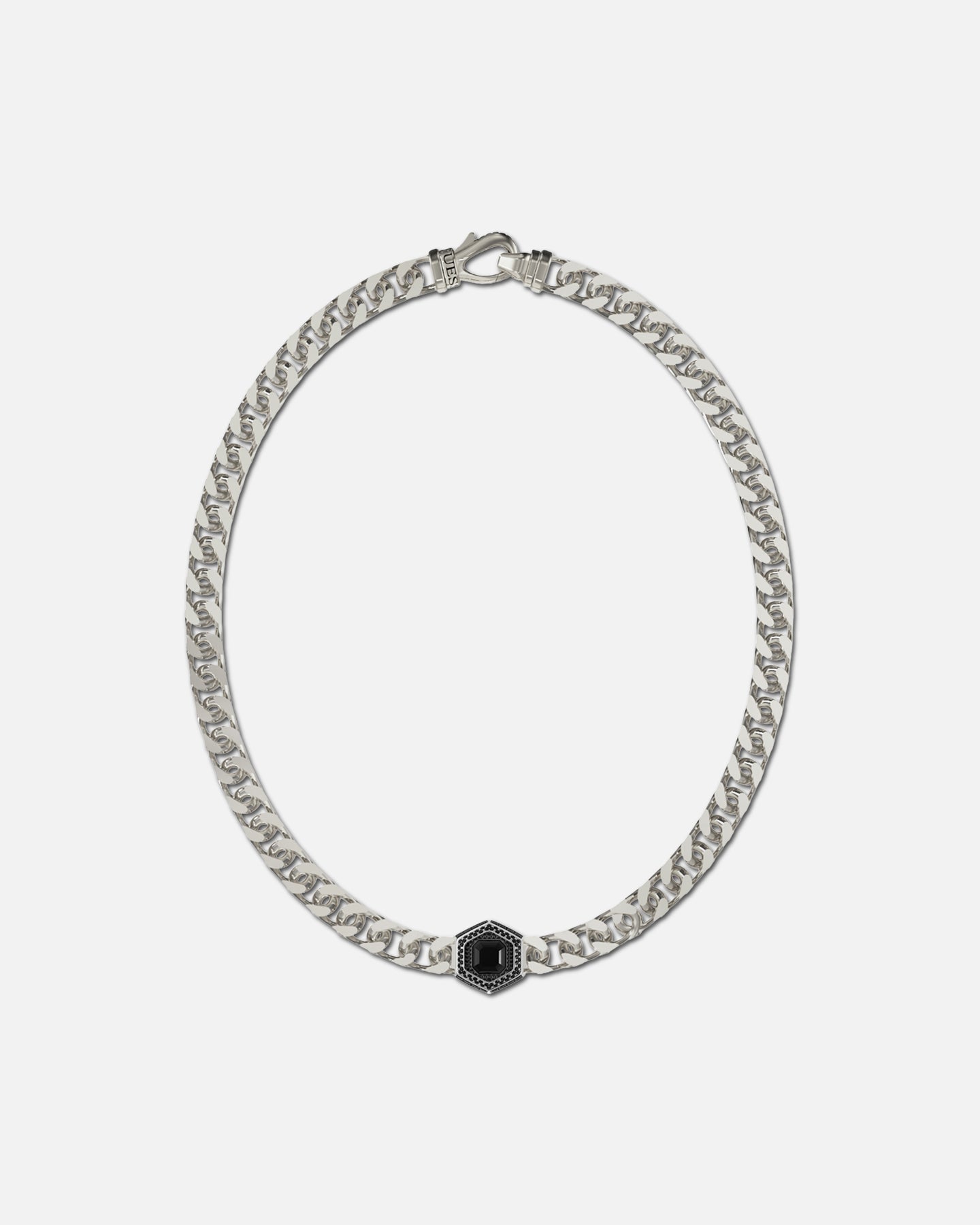 Guess Mainline Lion King Crystal Exagon Necklace Silver