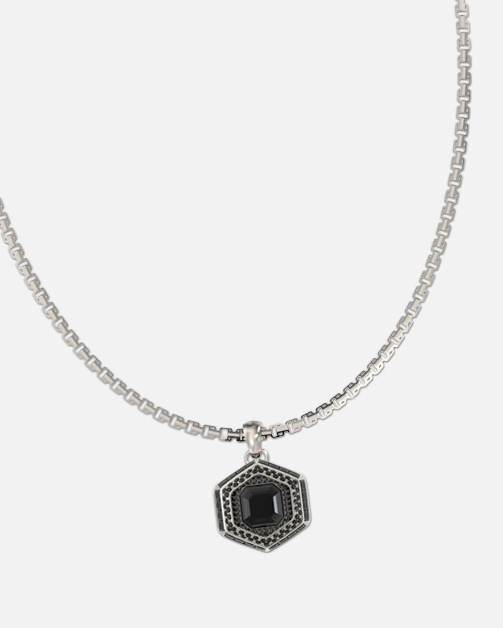 Guess Mainline Lion King Crystal Exagon Necklace Silver