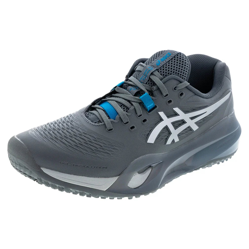 Men's GEL-Resolution X Omnicourt 2E Width Tennis Shoes Steel Grey and Pure Silver-Footwear-Asics-7-STEEL_GREY/PR_SV, [current_file_name-Tennis Express