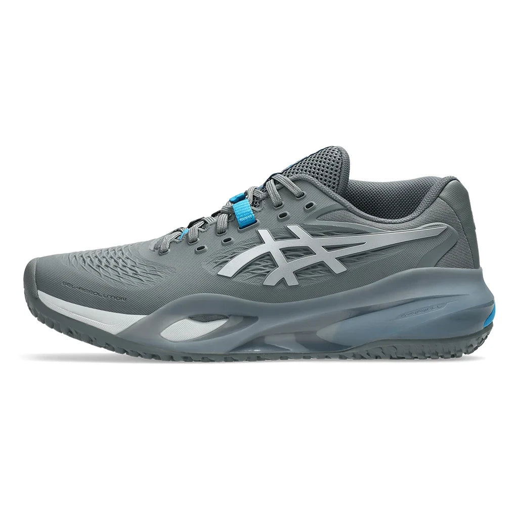 Men's GEL-Resolution X Omnicourt 2E Width Tennis Shoes Steel Grey and Pure Silver