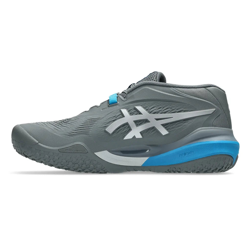 Men's GEL-Resolution X Omnicourt 2E Width Tennis Shoes Steel Grey and Pure Silver