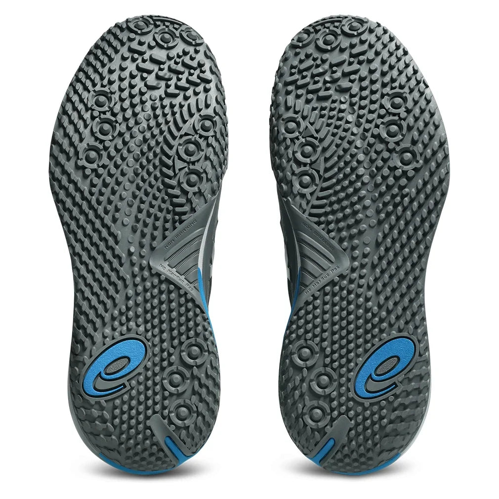 Men's GEL-Resolution X Omnicourt 2E Width Tennis Shoes Steel Grey and Pure Silver