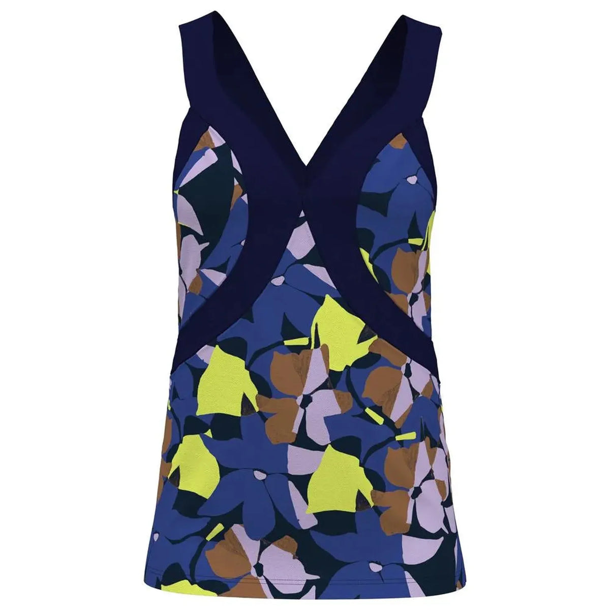 Women's Abstract Floral Cross Front Tennis Tank Black Iris-Apparel-Penguin-112291-DEFAULT-L-Tennis Express