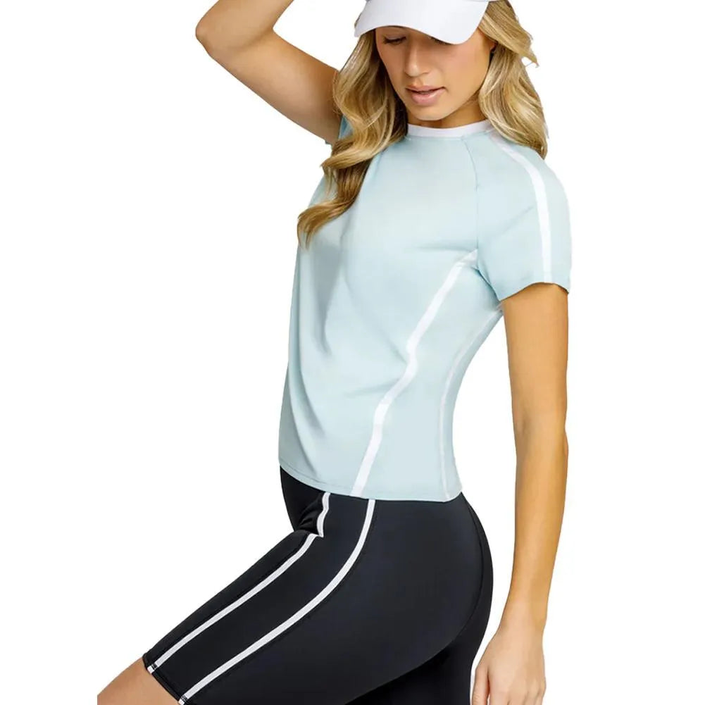 Womens Baseline Shortsleeve Pickleball Top Blue Glow-Apparel-Spin-It-112373-DEFAULT-L-Tennis Express
