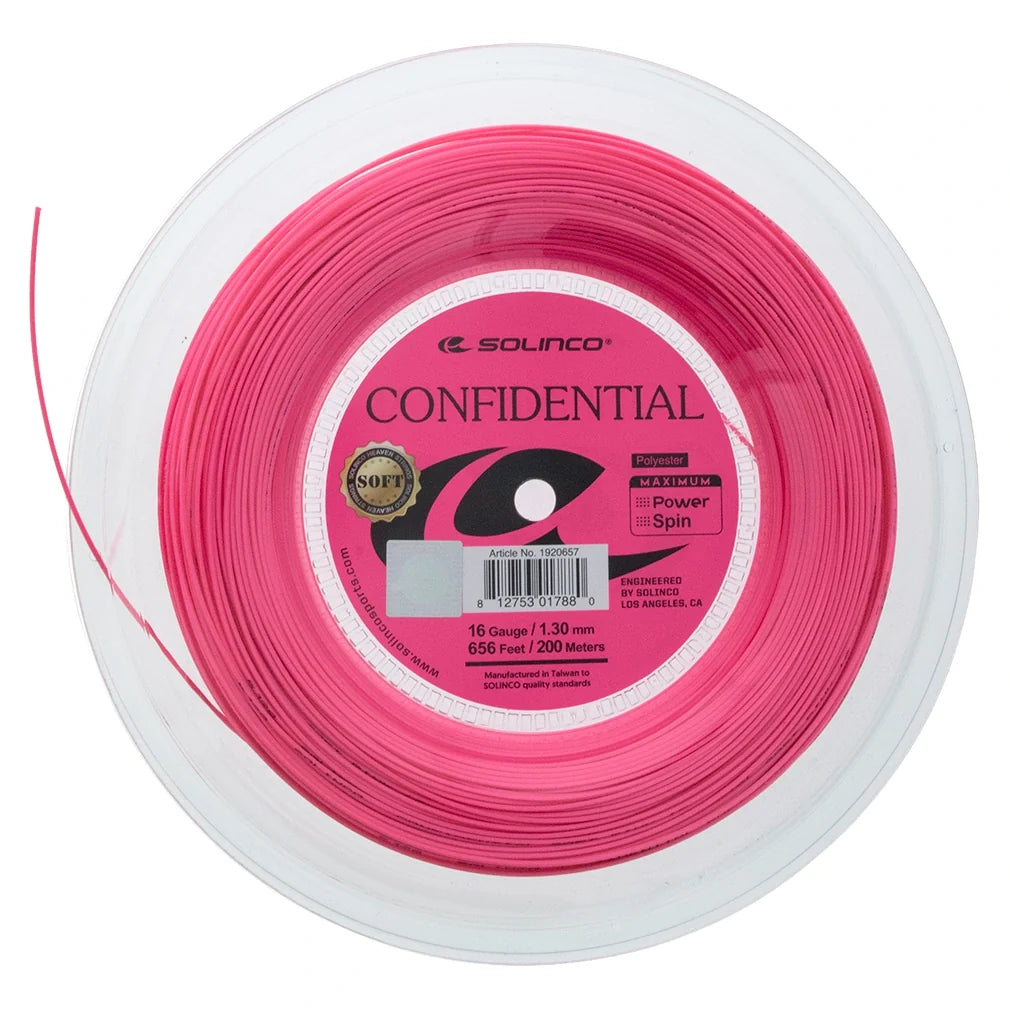 Confidential Soft Pink Tennis String Reel-Strings-Solinco-192065Rcopy-Tennis Express
