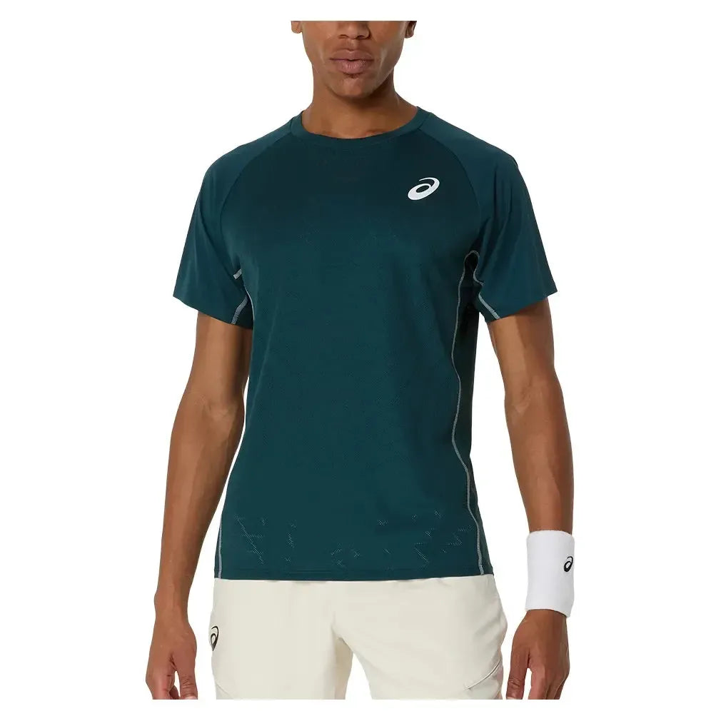 Men's Match ACTIBREEZE Short Sleeve Tennis Top Saxon Green-Apparel-Asics-2041A320-300U25-3-Tennis Express