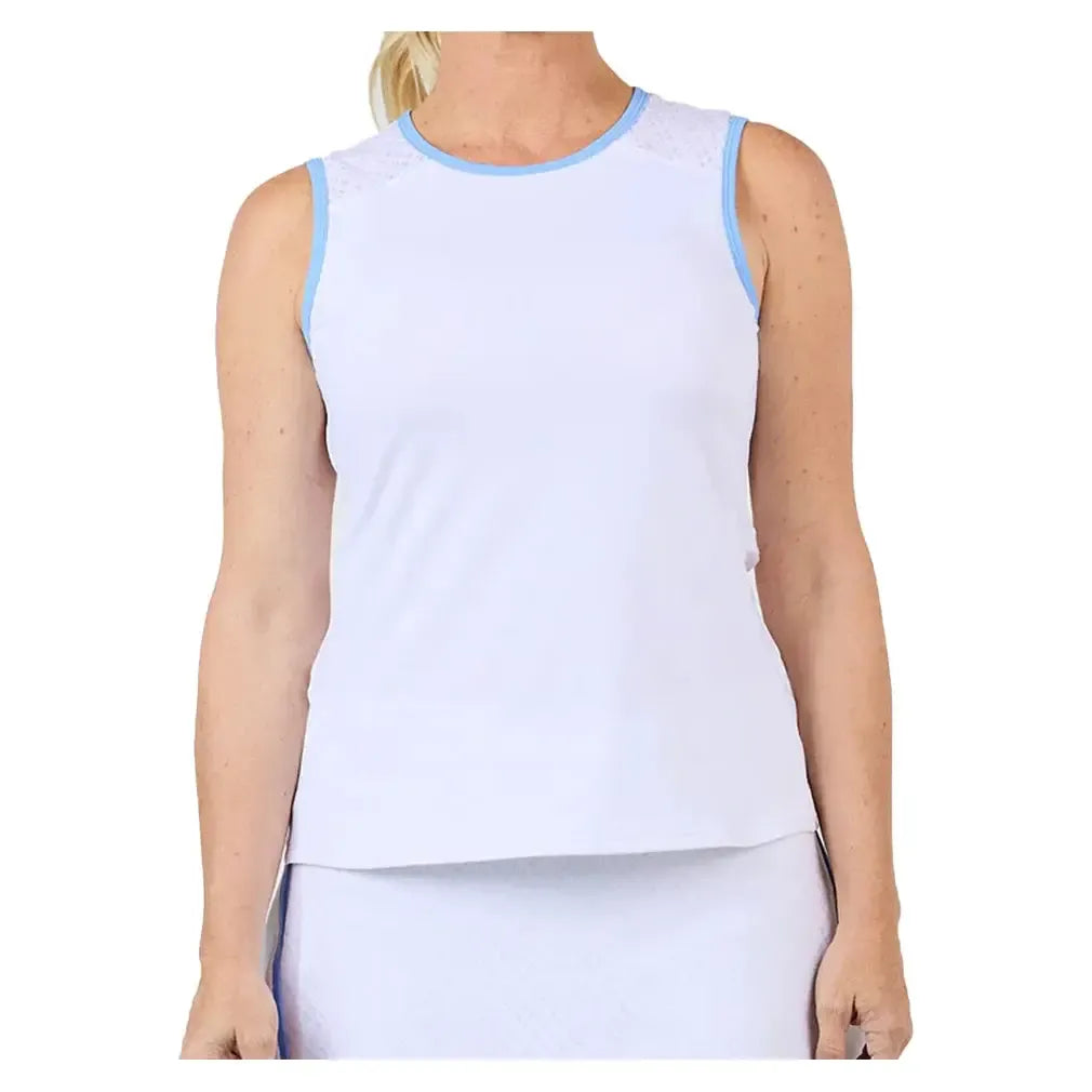 Women's Sleeveless Tennis Top White and Periwinkle-Apparel-Sofibella-2359SPR-WHTU25-Tennis Express