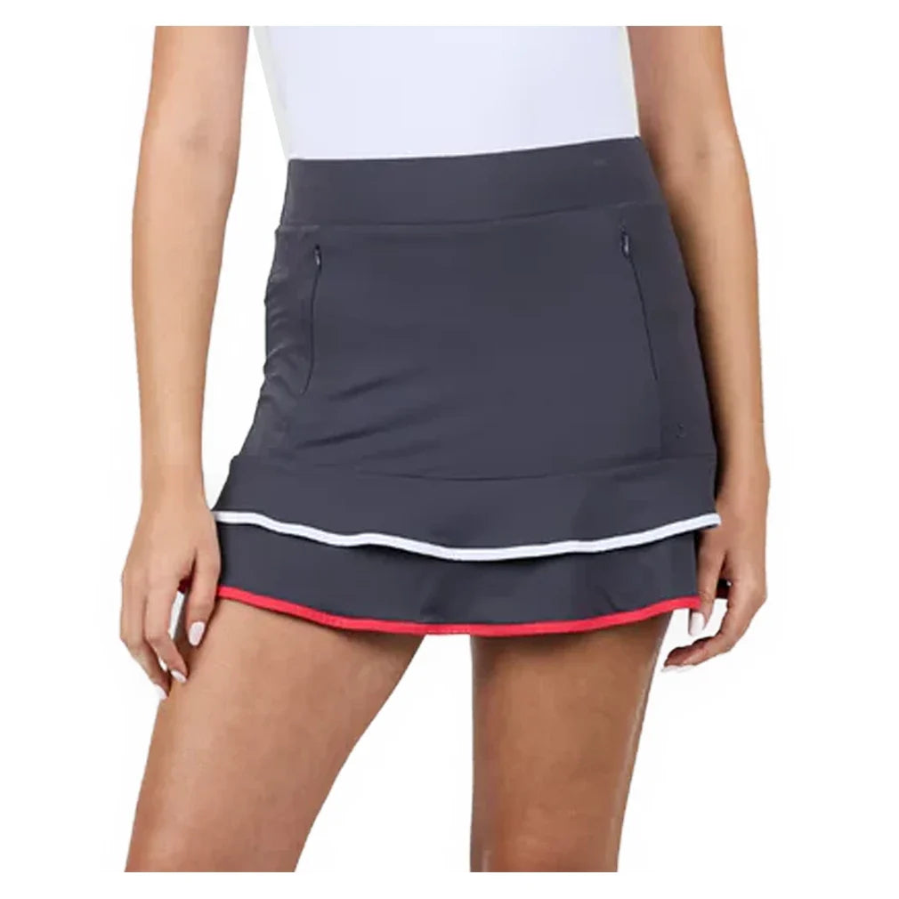 Women's Berry Fusion 15 Inch Tennis Skort Dark Grey-Apparel-Sofibella-2464BEF-DKG-1-Tennis Express