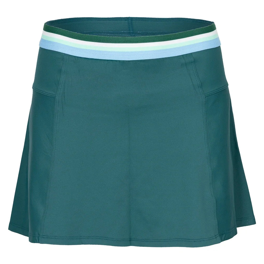 Women's 13 Inch Step Tennis Skort Everglade and Multicolor