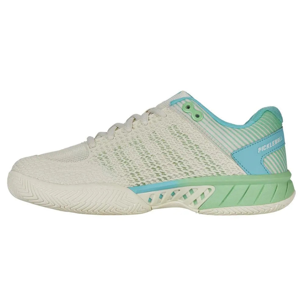 Women's Express Light Wide Pickleball Shoes Egret and Patina Green