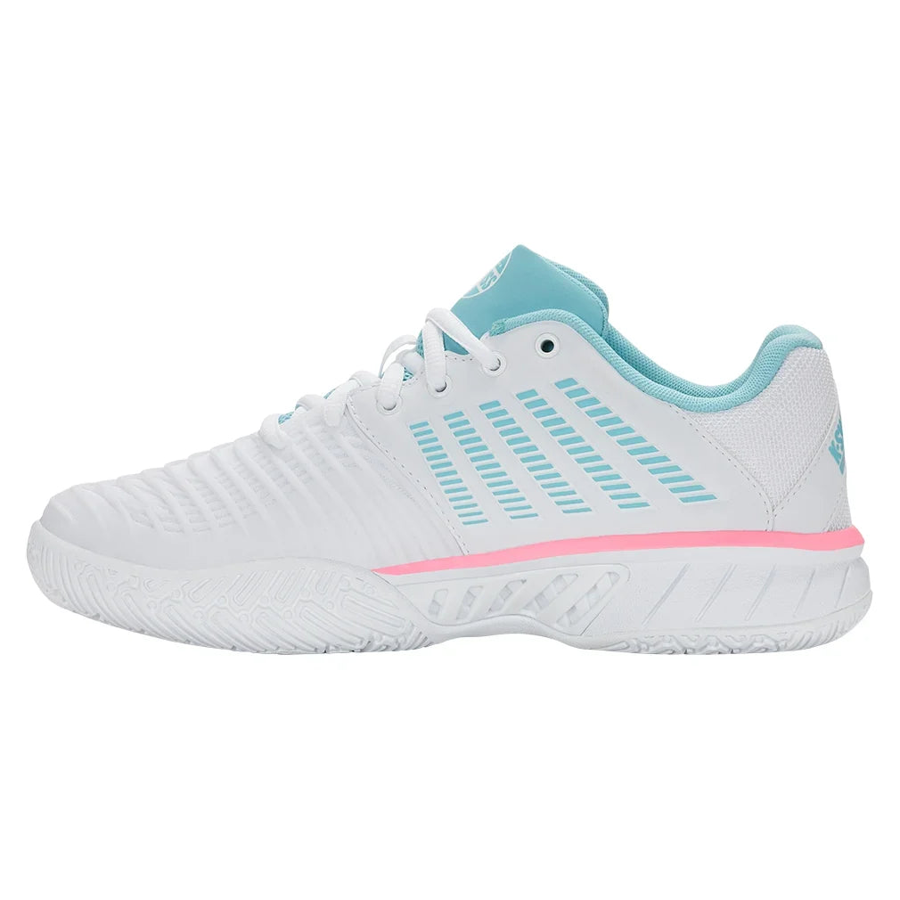 Women's Express Light 3 Padel Shoes White and Soft Neon Blue