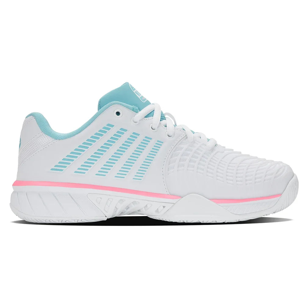 Women's Express Light 3 Padel Shoes White and Soft Neon Blue