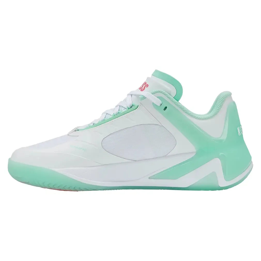 Women's K-Frame Pickleball Shoes White and Neon Mint