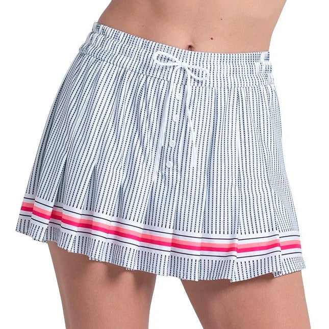 Women's High Waisted Glow Stripe Tennis Skort Multicolor-Apparel-Lucky In Love-CB832-33F955-1-Tennis Express