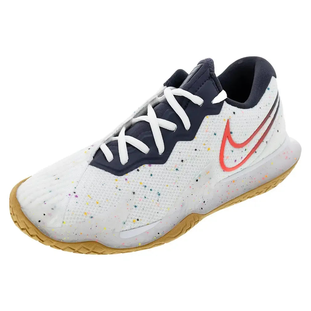 Men's Air Zoom Vapor Cage 4 Tennis Shoes White and Laser Crimson-Footwear-Nike-CD0424-105H25copy_e4086140-c2f0-404d-9f8d-ab7e8d5d8b4c-Tennis Express