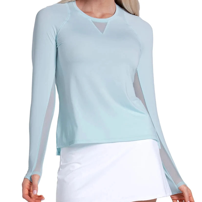 Women's High Low Breezy Long Sleeve Tennis Top Wave-Apparel-Lucky In Love-Wave-XS, [current_file_name-Tennis Express