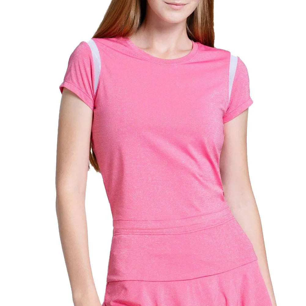 Women's Shimmer Slim Tennis Top-Apparel-Lucky In Love-CX036-H24-pink-3-[Sku]-Tennis Express