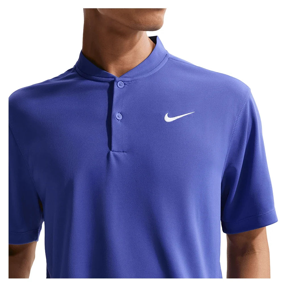 Men's Court Dri-FIT Blade Solid Tennis Polo Lapis and White