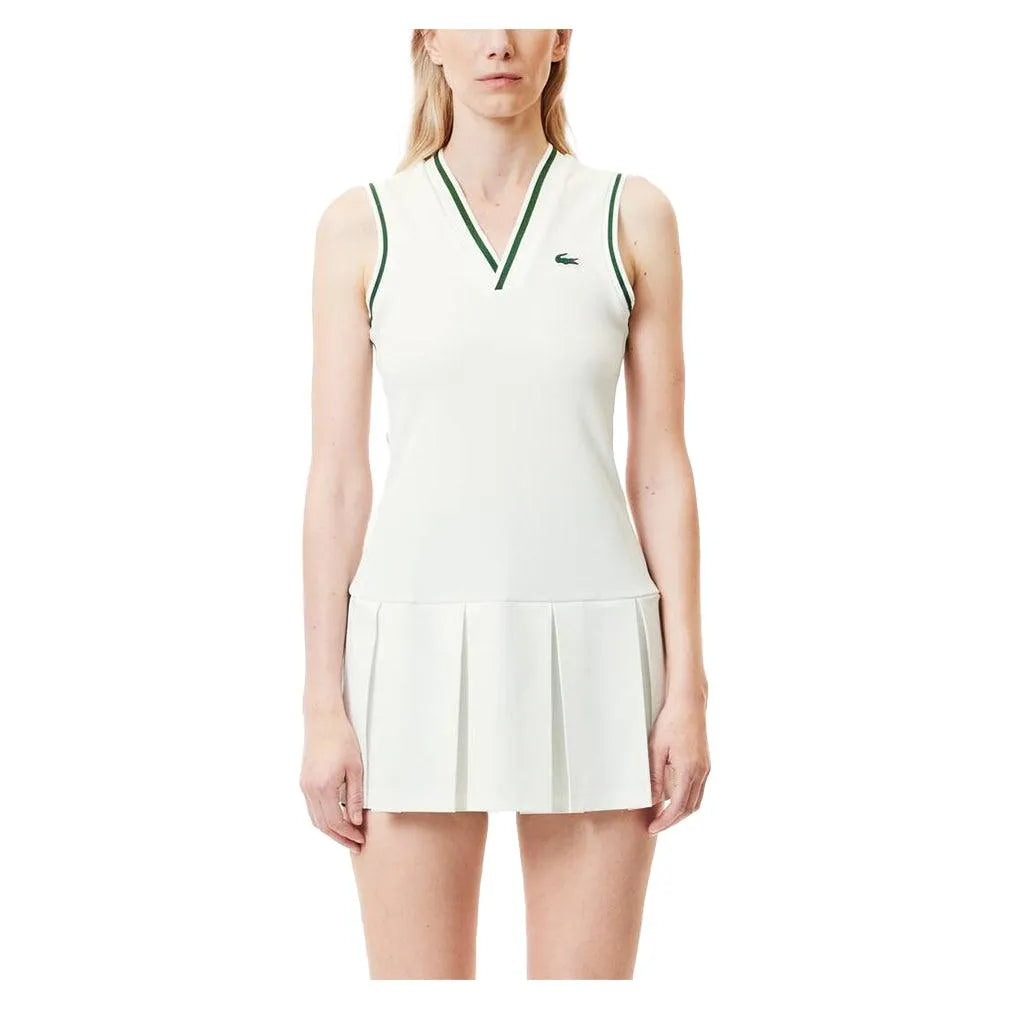 Women's Tennis Dress with Removable Pique Shorts White and Sinople-Apparel-Lacoste-EF1031-7WJB-3-Tennis Express