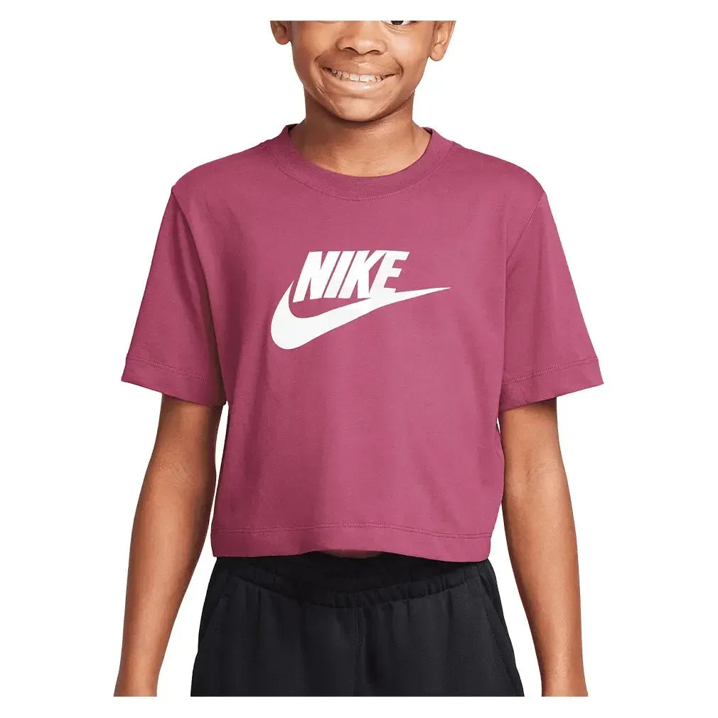 Girls' Sportswear Cropped T-Shirt-Apparel-Nike-FZ5548-634-Tennis Express