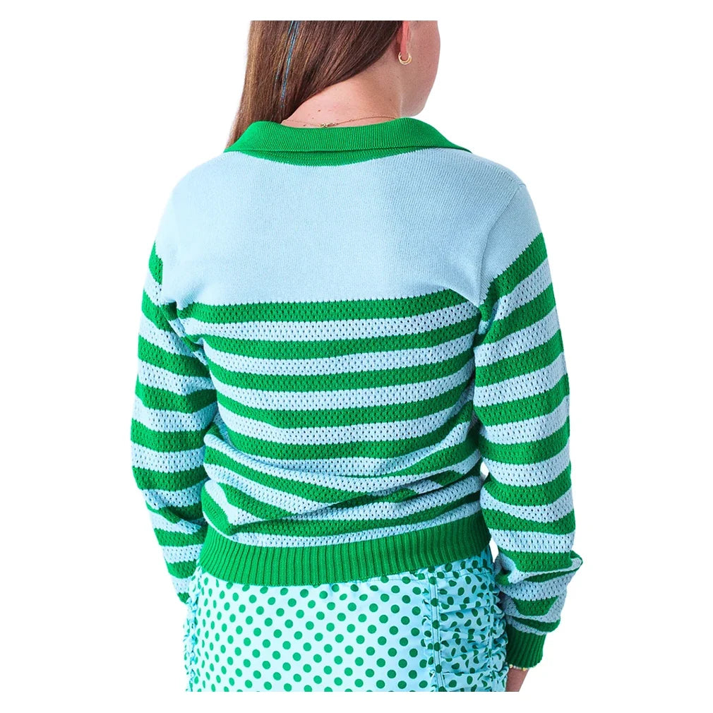 Women's Haley Tennis Sweater Green and Light Blue