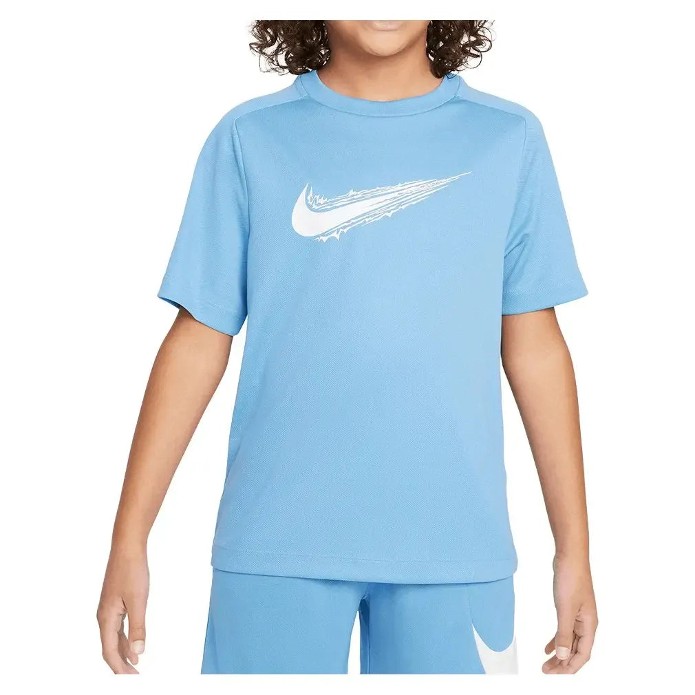 Boys' Dri-Fit Multi Short Sleeve Training Top-Apparel-Nike-HF8100-489-Tennis Express