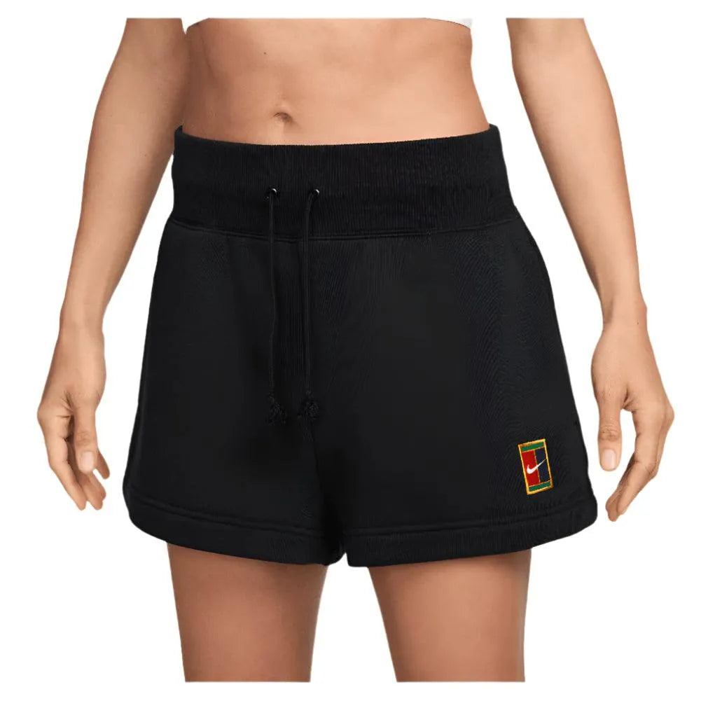 Women's Court High-Waisted Heritage Phoenix Fleece Tennis Shorts Black-Apparel-Nike-HQ0364-010-Tennis Express