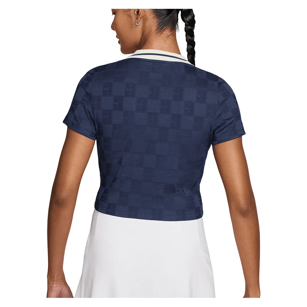 Women's Dri-FIT Court Collection Cropped Tennis Polo Midnight Navy and Sail