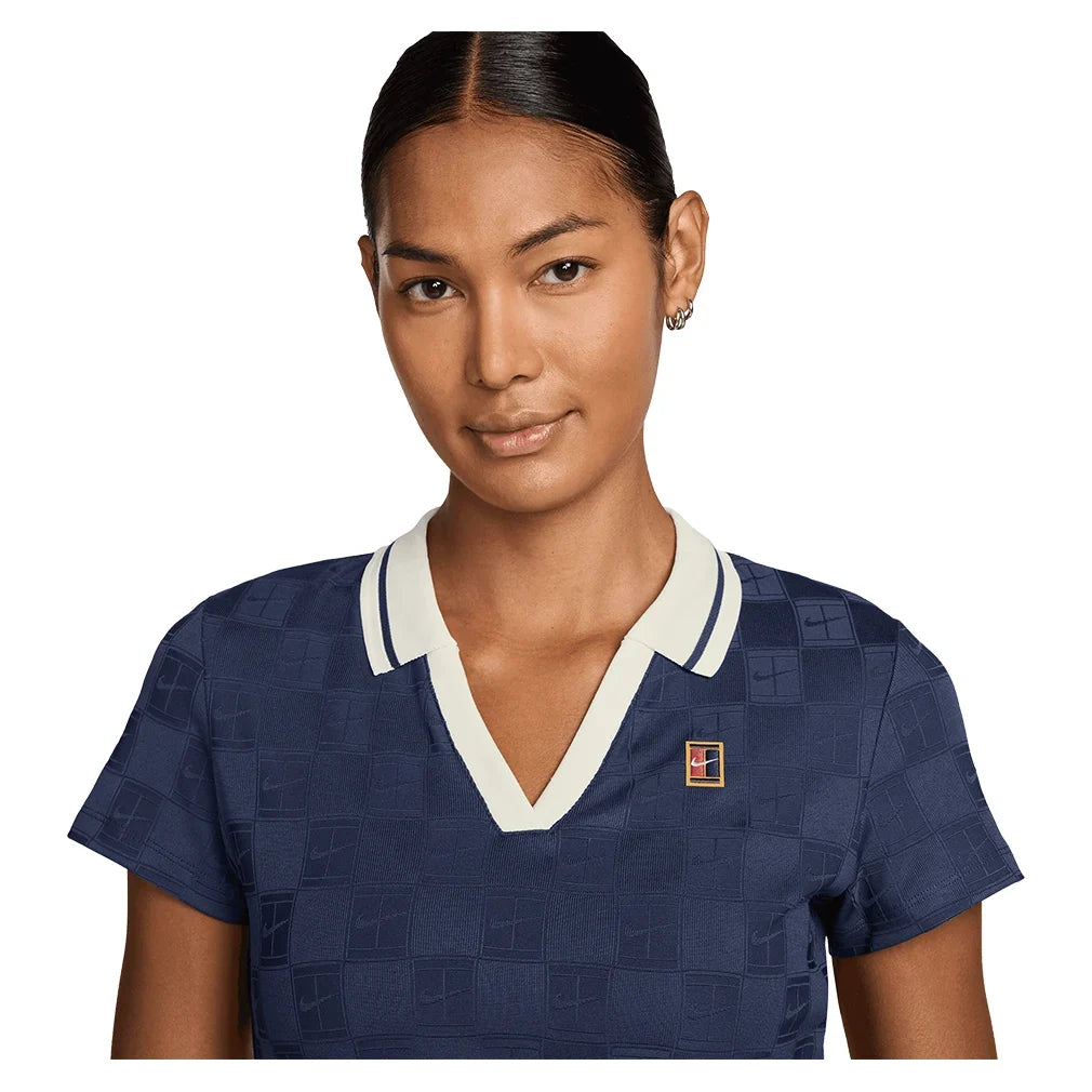 Women's Dri-FIT Court Collection Cropped Tennis Polo Midnight Navy and Sail