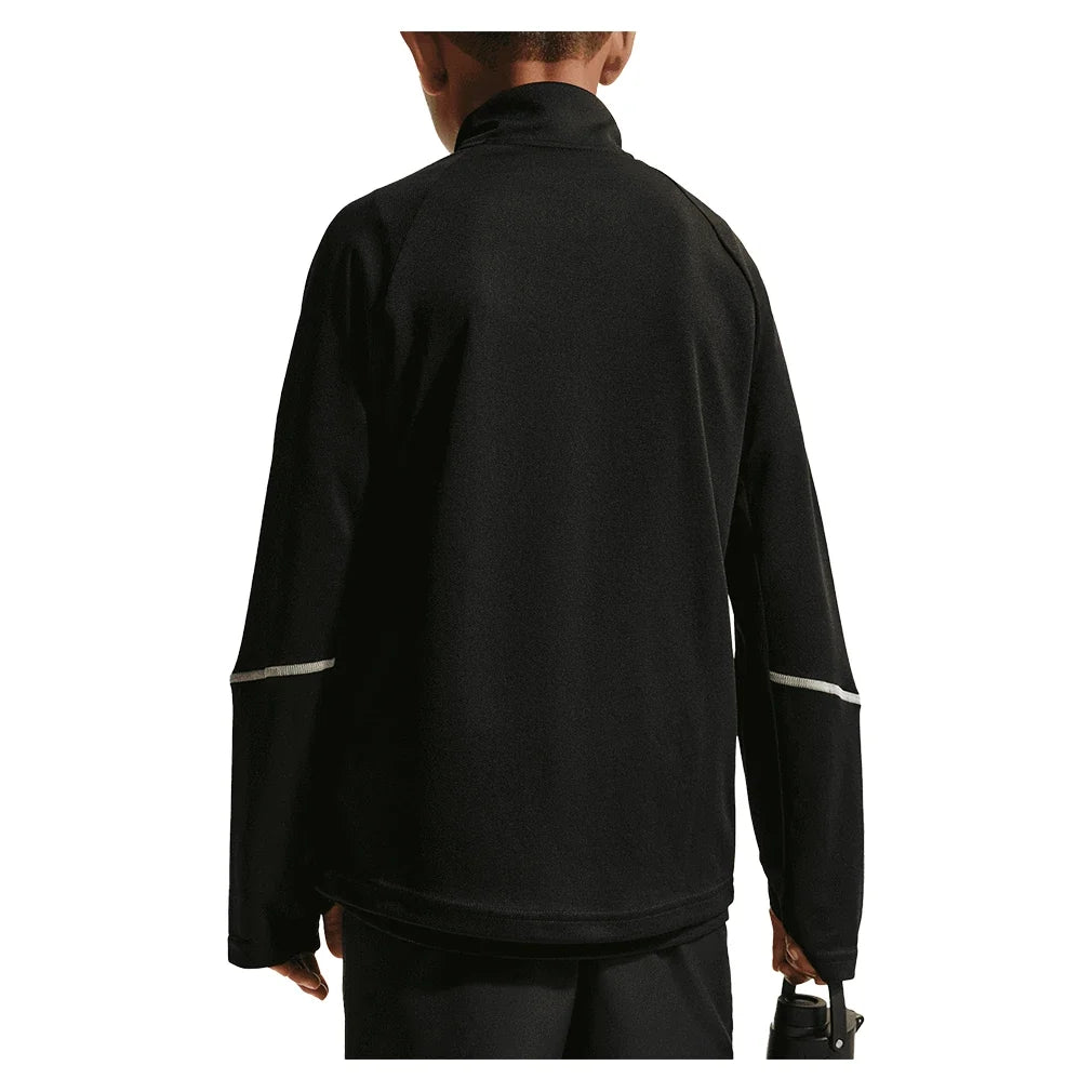 Boys' Dri-FIT Miler Half Zip Top Black and Reflective Silver