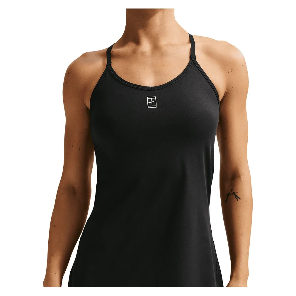 Women's Court Dri-FIT Advantage Strap Tennis Dress Black and White