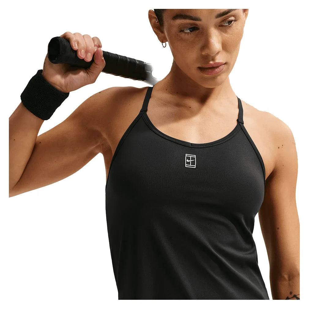 Women's Court Dri-FIT Advantage Strap Tennis Dress Black and White