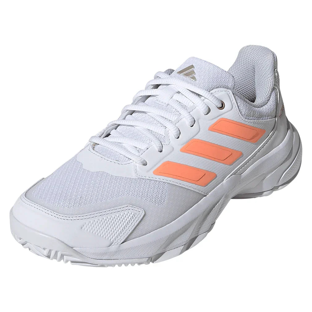 Women's CourtJam Control 3 Tennis Shoes Core White and Beam Orange-Footwear-Adidas-JR1788-S26-y-701773Tennis Express