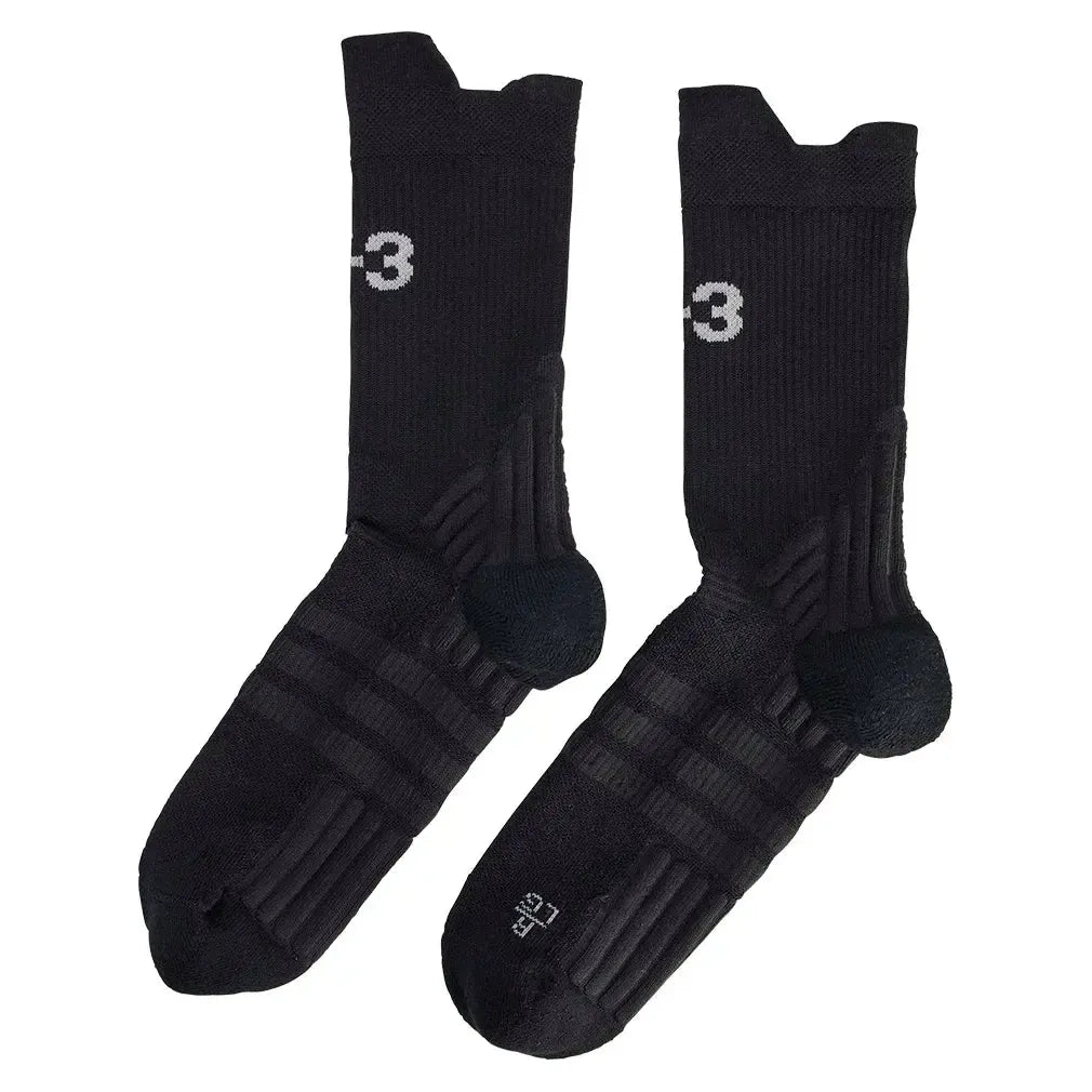 Y-3 Tennis Crew Socks Black and Orbit Grey-Socks-Adidas-JW8553-H25-1-Tennis Express
