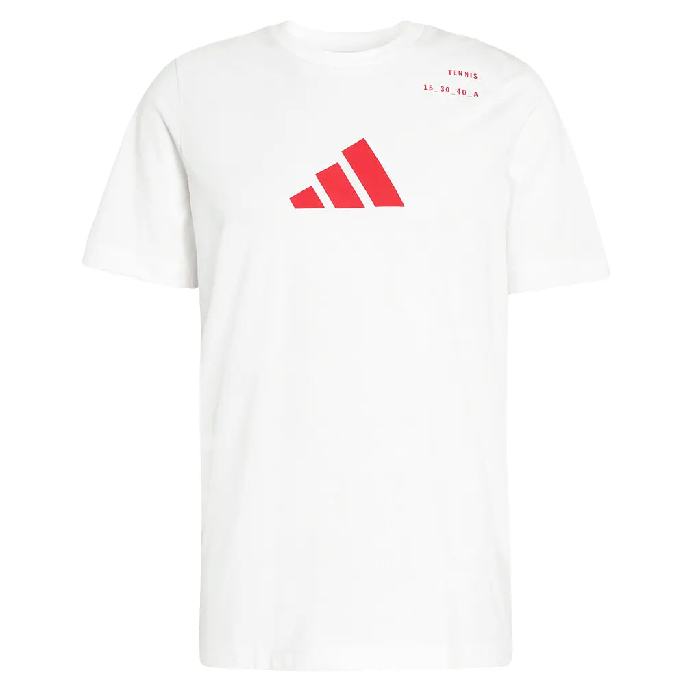 Men's Graphic Tennis Top White and Pure Orange-Apparel-Adidas-KB9451-S26-1-Tennis Express