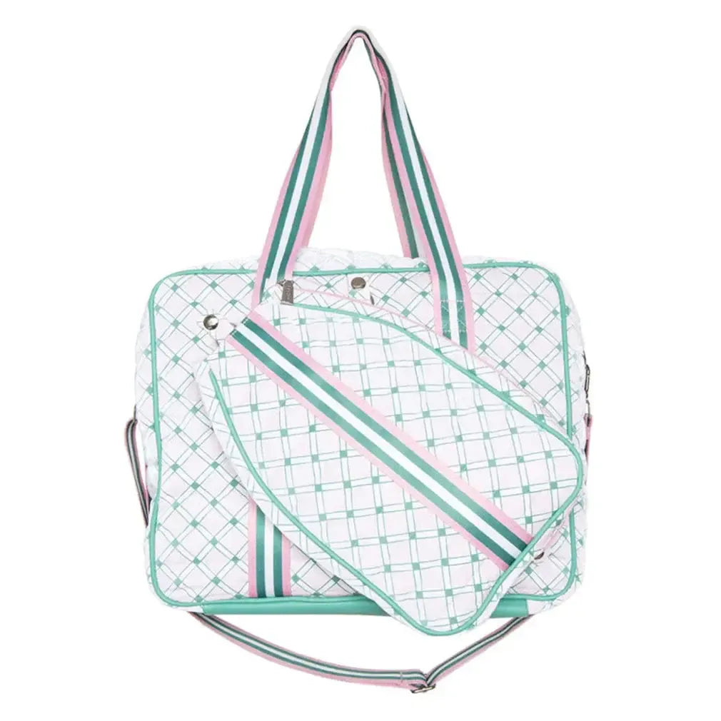 Pattern Pickleball Bag Light Pink and Green-Bags-Katydid-KDC-PBB-07-LPK-Tennis Express