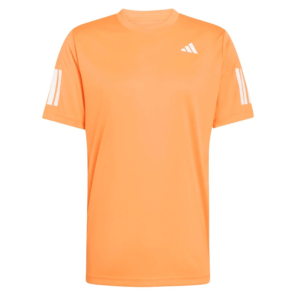 Men's Club 3 Stripe Tennis Tee Pure Orange-Apparel-Adidas-KG0242-S26-1-676805Tennis Express