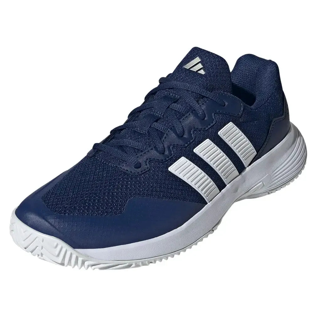 Men's GameCourt 2 Tennis Shoes Dark Blue and Core White-Footwear-Adidas-KI0784-S26-y-Tennis Express
