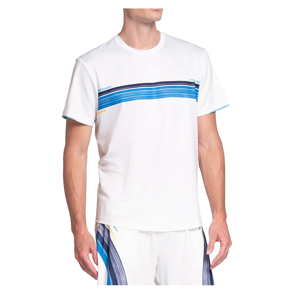 Men's Downforce Short Sleeve Tennis Top White and Blue-Apparel-K-Swiss-White/Blue-S, [current_file_name-Tennis Express