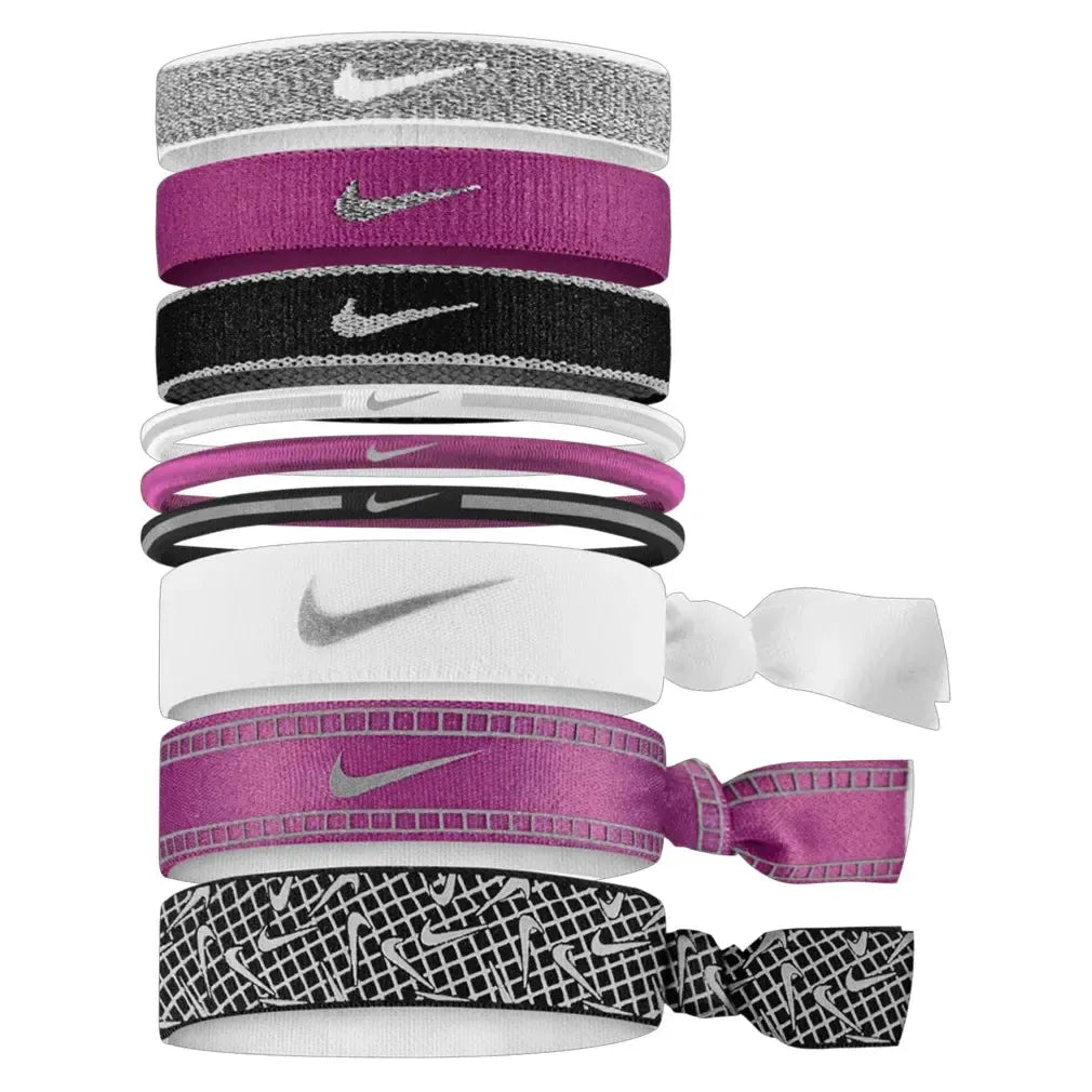 Unisex Mixed Hairbands Reflective Graphic 9 Pack White and Hot Fuchsia-Accessories-Nike-N1012171-158H24-1-1-[Sku]-Tennis Express