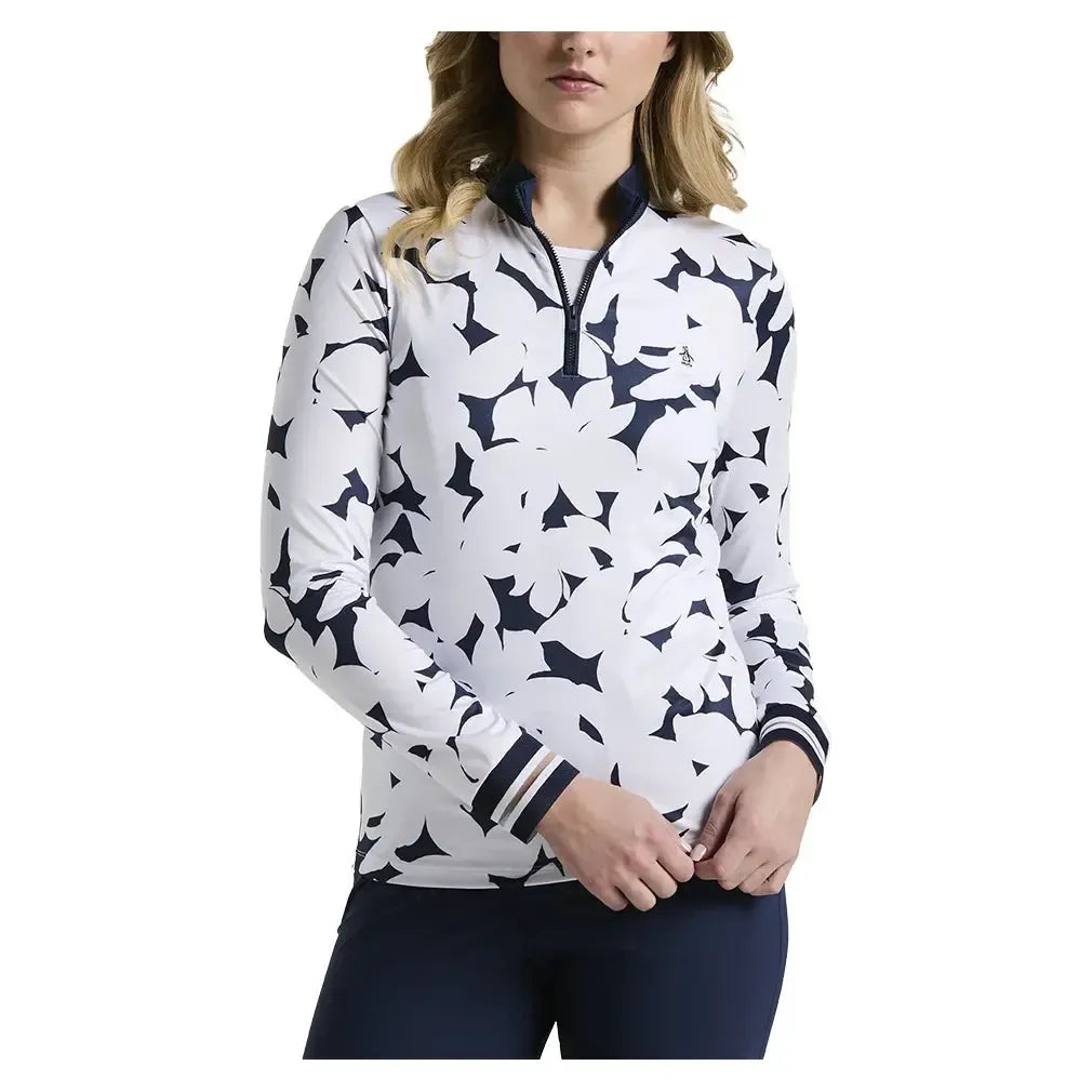 Women's Riviera Sun Protection Tennis Top Black Iris-Apparel-Penguin-OGKSF077-417U25-3-Tennis Express
