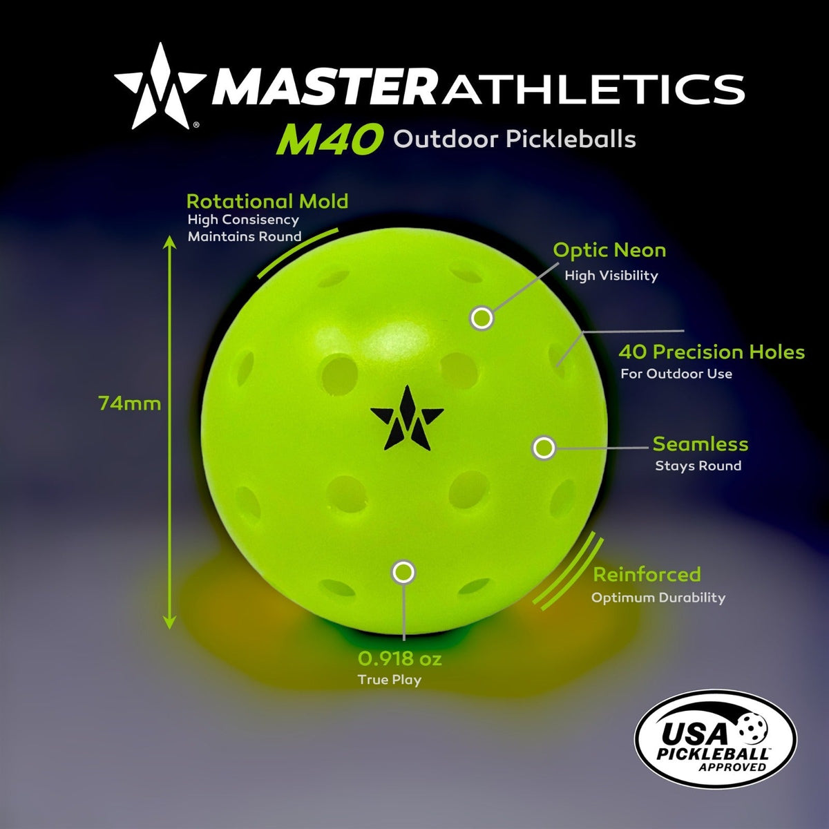 Master Athletics M40 Outdoor Pickleball Ball