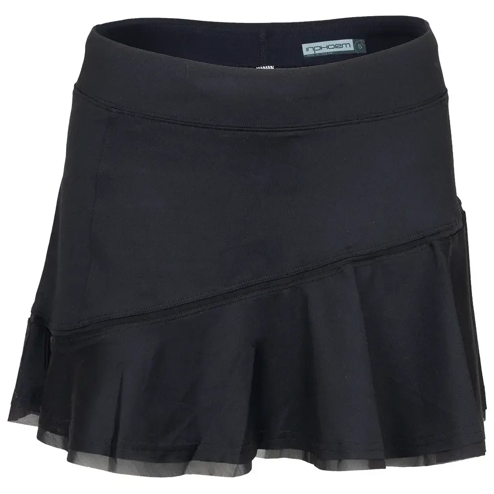 Women's Classic 13.5 Inch Flounce Tennis Skort Black-Apparel-Inphorm-S15009-BH24-Tennis Express