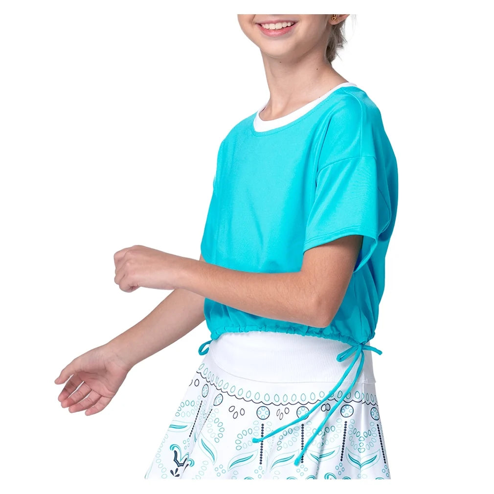 Girls' Fab Short Sleeve Tennis Top Aquamarine