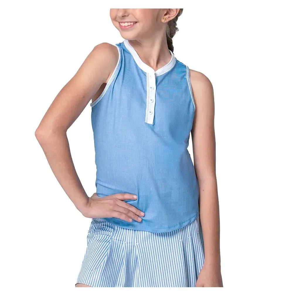 Girls' Linen Play Henley Tennis Tank Periwinkle-Apparel-Lucky In Love-T312-95C432F25-3_4f1d4ec2-9a0a-44f7-9f1c-847de42895c5-Tennis Express
