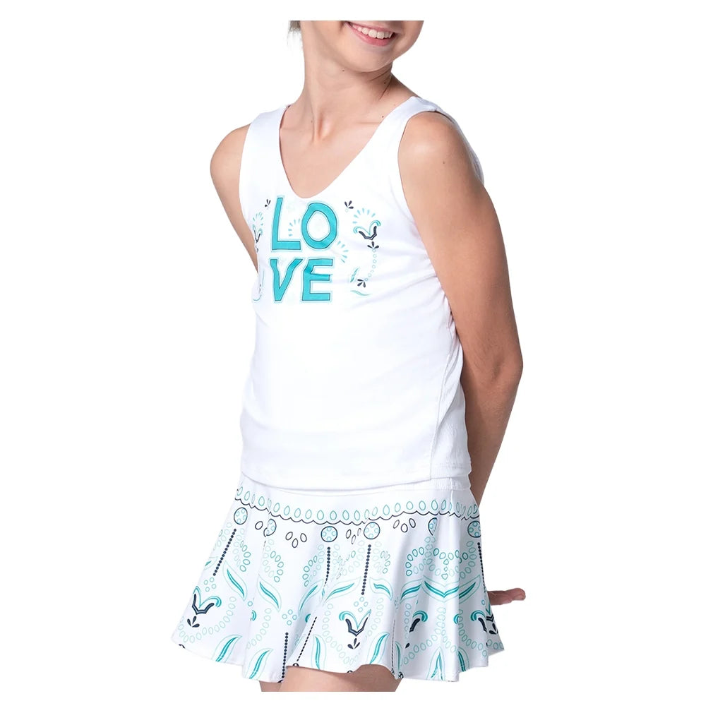 Girls' Eyelet Love Win Tennis Tank White