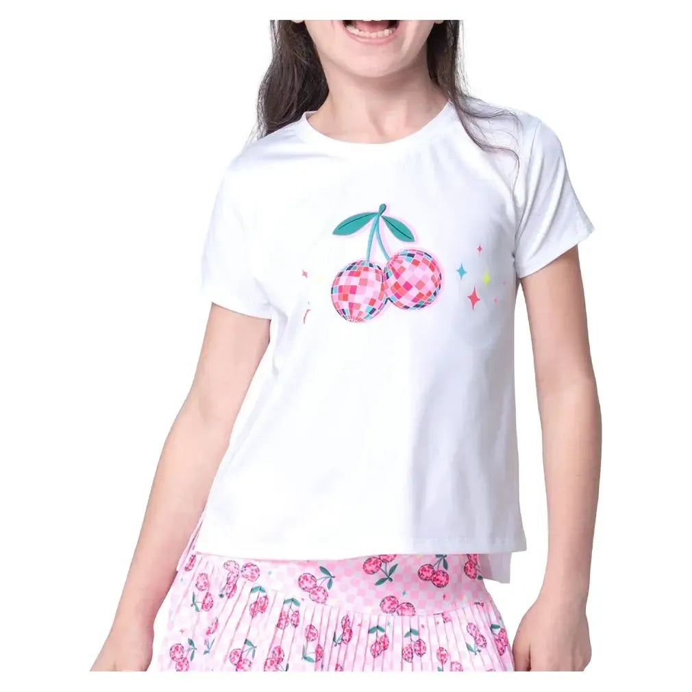 Girls' Disco Cherry Short Sleeve Tennis Top Mulberry-Apparel-Lucky In Love-T316-62E955F25-Tennis Express